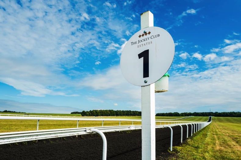 The Jockey Club sign at Newmarket Racecourse