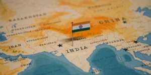 India flag on map