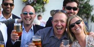Group of friends at racecourse