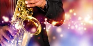 Saxophone with bright lights
