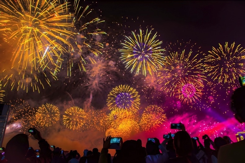 Taking photos of fireworks